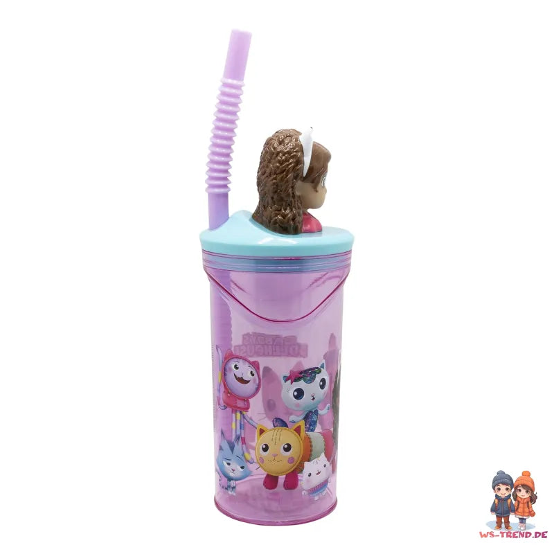 Gabbys Dollhouse 3D Kinder Mädchen Trinkbecher Becher mit Halm 360 ml - WS-Trend.de