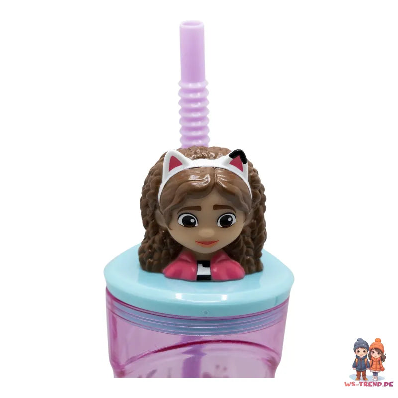 Gabbys Dollhouse 3D Kinder Mädchen Trinkbecher Becher mit Halm 360 ml - WS-Trend.de