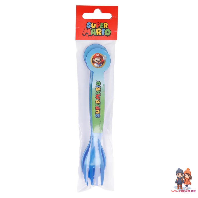 Super Mario Luigi Kinder 4 teiliges Set Brotdose - Gabel Löffel Alu-Trinkflasche - WS-Trend.de