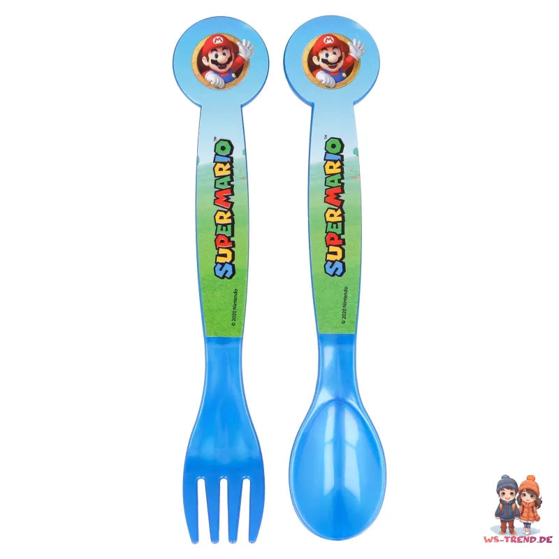 Super Mario Luigi Kinder 4 teiliges Set Brotdose - Gabel Löffel Alu-Trinkflasche - WS-Trend.de
