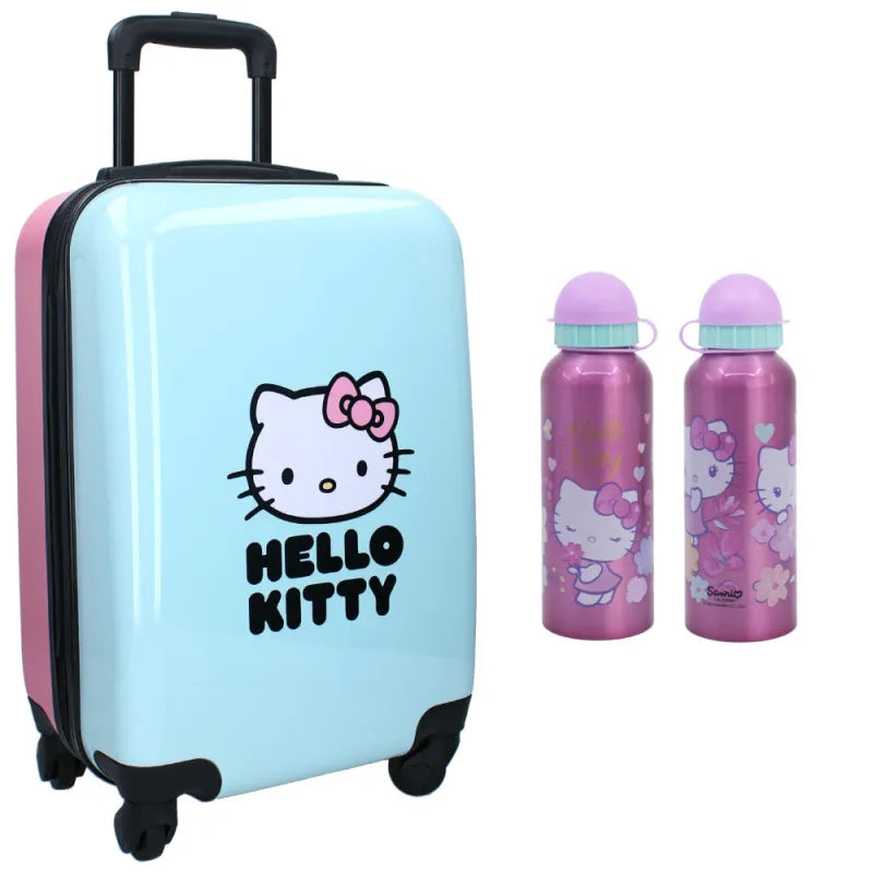 Hello Kitty 2 tlg. Set Trolley Koffer Reisekoffer plus Alu Trinkflasche 500 ml - WS-Trend.de