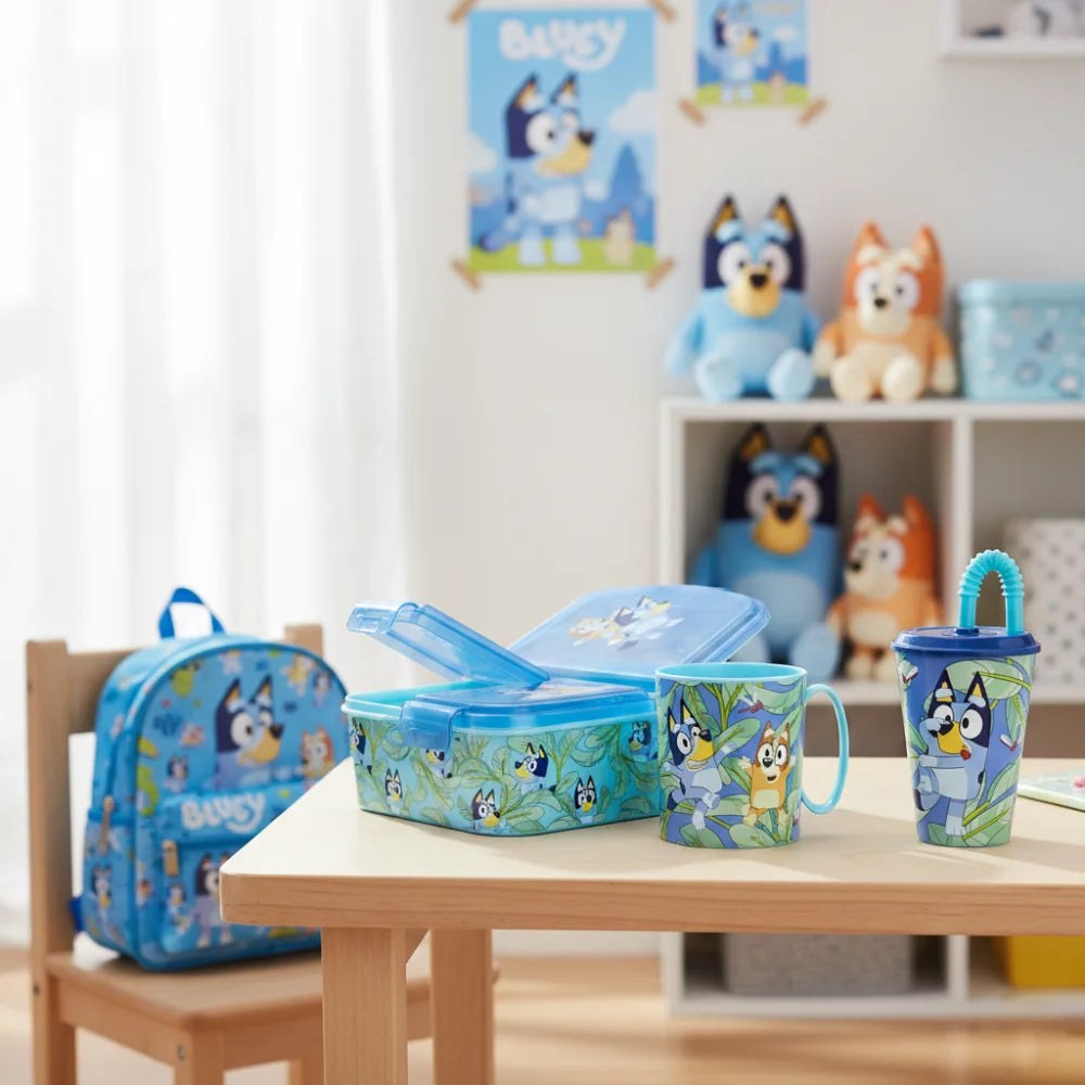 Disney Bluey Bingo Kinder 3 teiliges Set Brotdose mit 3 Kammern Becher – WS-Trend