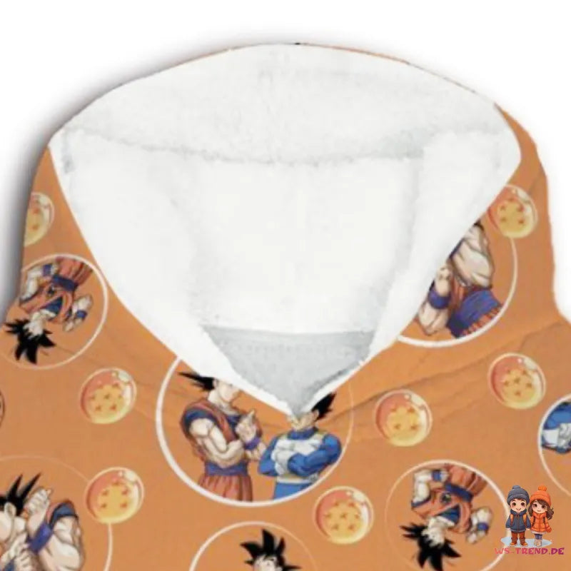 Dragon Ball Super Herren Kuschelponcho Kuscheldecke mit Ärmeln Kapuze Tasche - WS-Trend.de