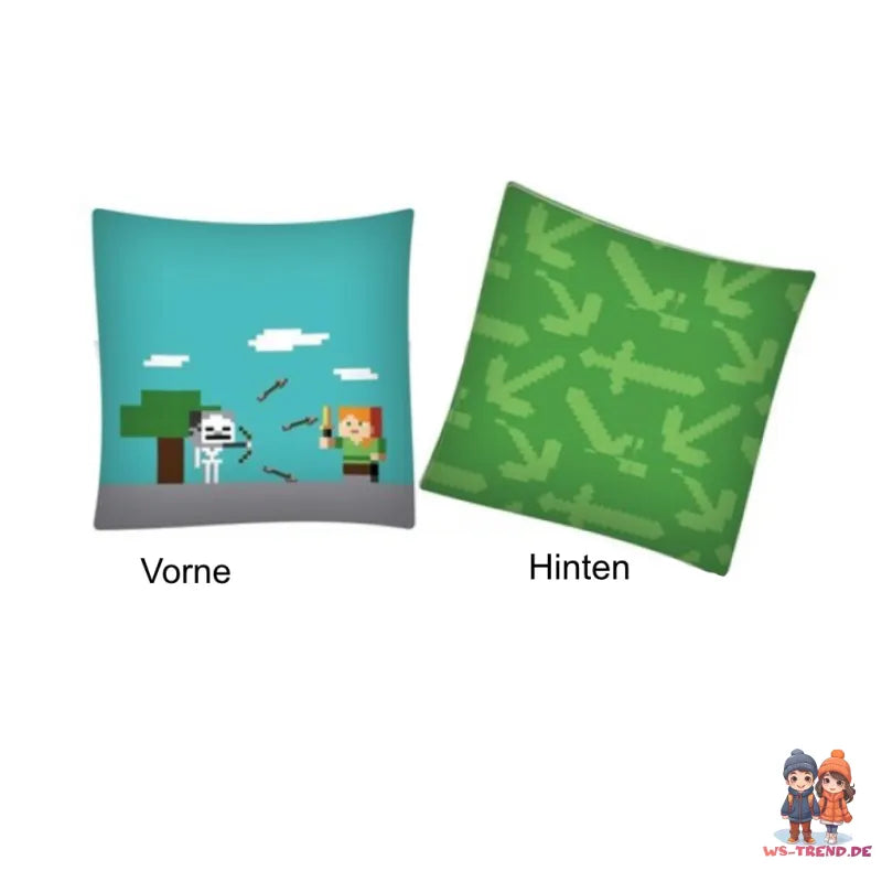Minecraft Creeper Steve Alex Bettwäsche Set 135/140x200 65x65 - WS-Trend.de Baumwolle