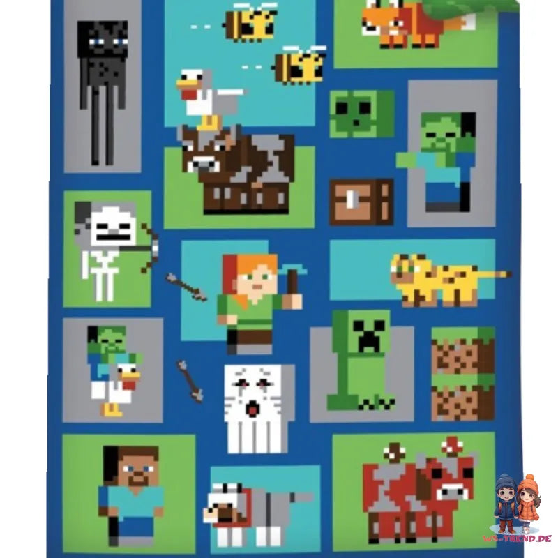 Minecraft Creeper Steve Alex Bettwäsche Set 135/140x200 65x65 - WS-Trend.de Baumwolle