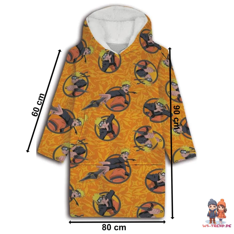 Naruto Shipudden Herren Kuschelponcho Kuscheldecke mit Ärmeln Kapuze Tasche - WS-Trend.de