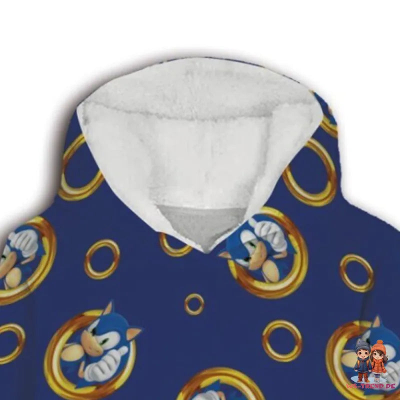 Sonic the Hedgehog Herren Kuschelponcho Kuscheldecke mit Ärmeln Kapuze Tasche WS Trend.de