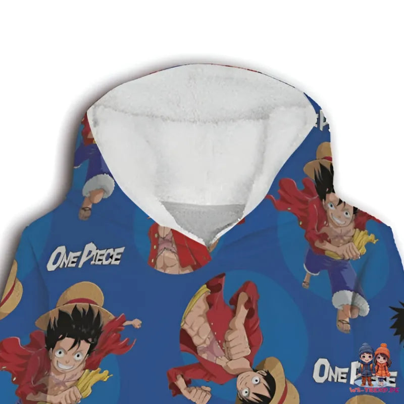 One Piece Ruffy Herren Kuschelponcho Kuscheldecke mit Ärmeln Kapuze Tasche - WS-Trend.de
