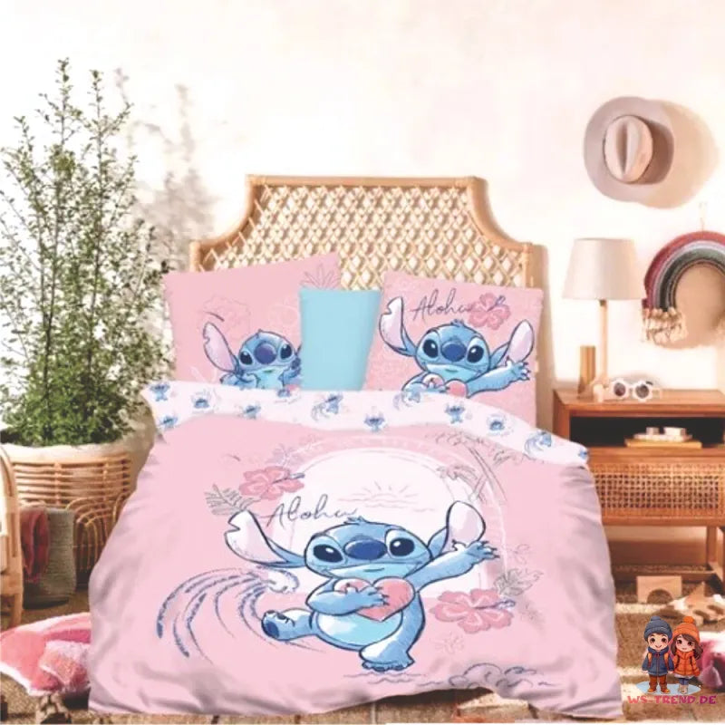 Disney Stitch Kinder Bettwäsche 2tlg. Set 135-140x200 65x65 100% Baumwolle - WS-Trend.de
