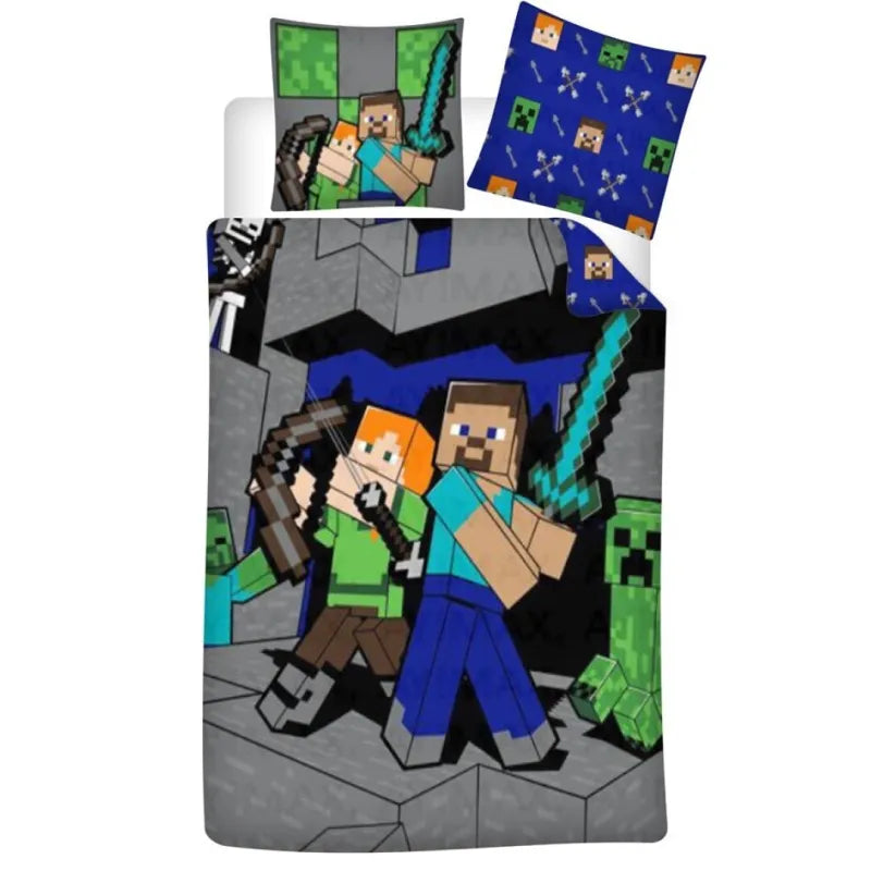 Minecraft Games Steve Alex Creeper Bettwäsche 2tlg. Set 135-140x200 65x65 - WS-Trend.de