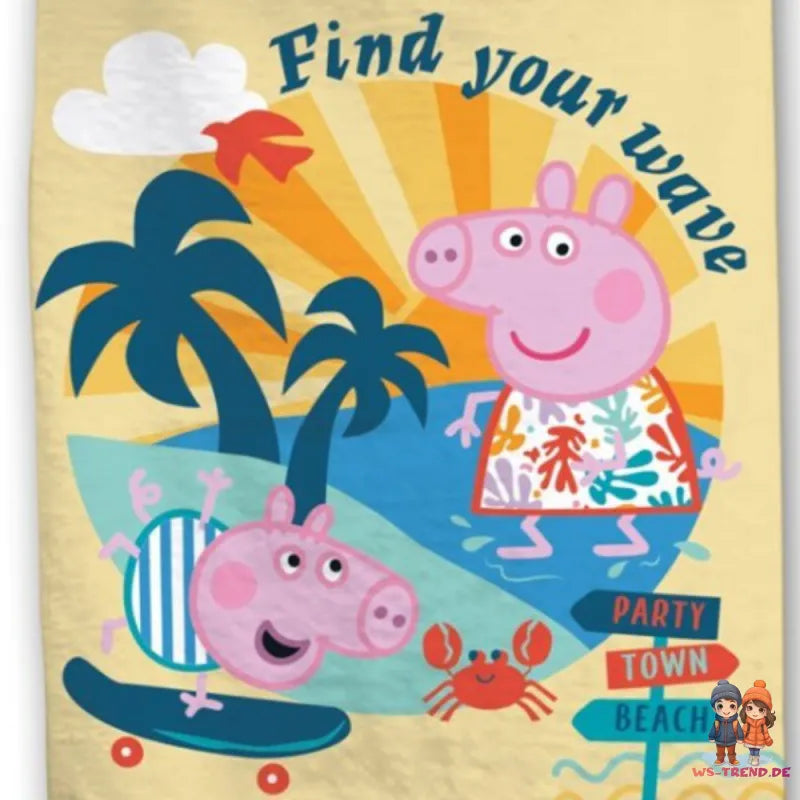 Peppa Wutz Pig George Kinder Mikrofaser Strandtuch Badetuch XL 70x140 - WS-Trend.de
