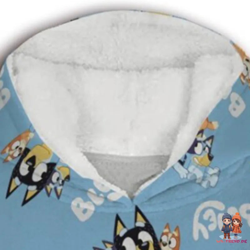 Bluey Bingo Kinder Kuschelponcho Kuscheldecke mit Ärmeln Kapuze Tasche 3-6 Jahre - WS-Trend.de