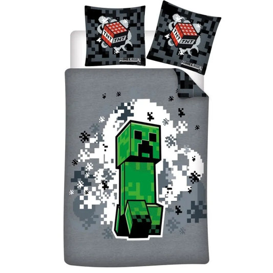 Minecraft Gamer Creeper Kinder Bettwäsche 2tlg. Set 135-140x200 65x65 - WS-Trend.de