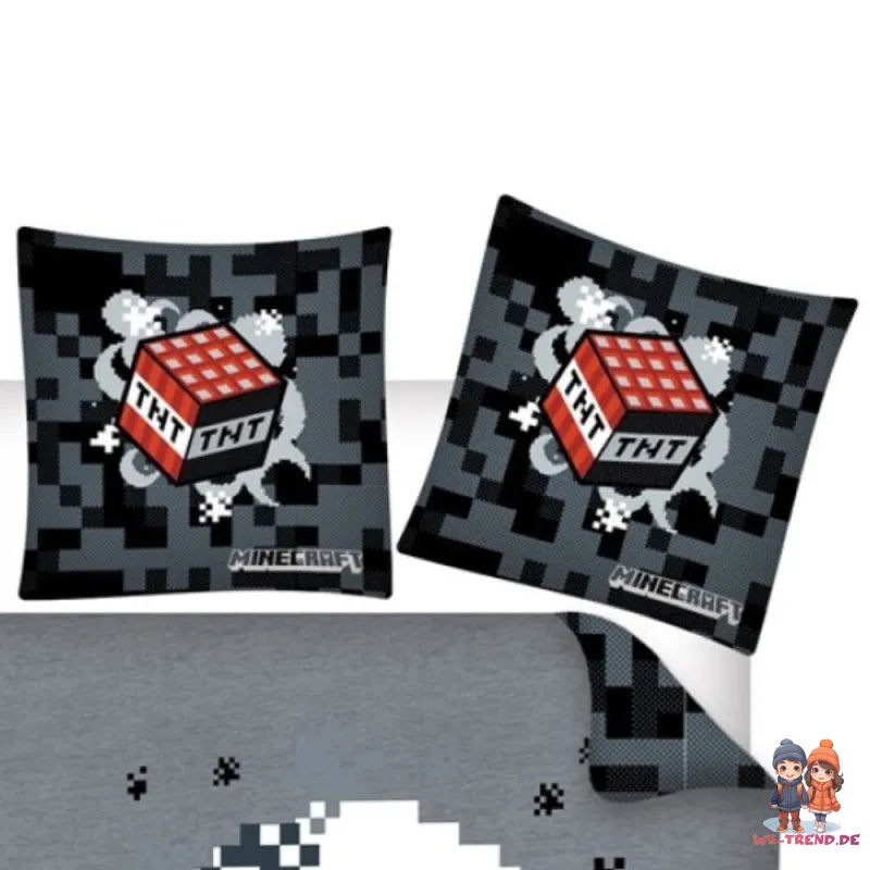 Minecraft Gamer Creeper Kinder Bettwäsche 2tlg. Set 135-140x200 65x65 - WS-Trend.de