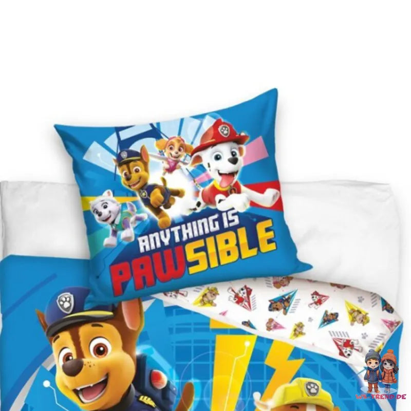 Paw Patrol Chase Skye Kinder Bettwäsche 2tlg. Set 135-140x200 65x65 cm - WS-Trend.de