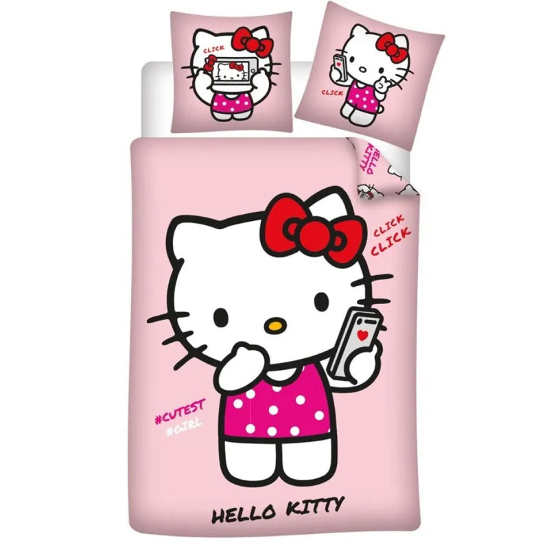 Hello Kitty Mädchen Kinder Bettwäsche 2tlg. Set 135-140x200 65x65 - WS-Trend.de