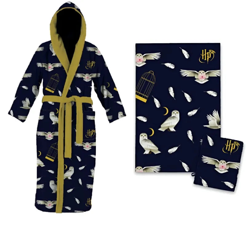 Harry Potter Hogwarts 3 tlg Set Kinder Bademantel Handtuch Handschuh - WS-Trend.de Gr. 98 -128