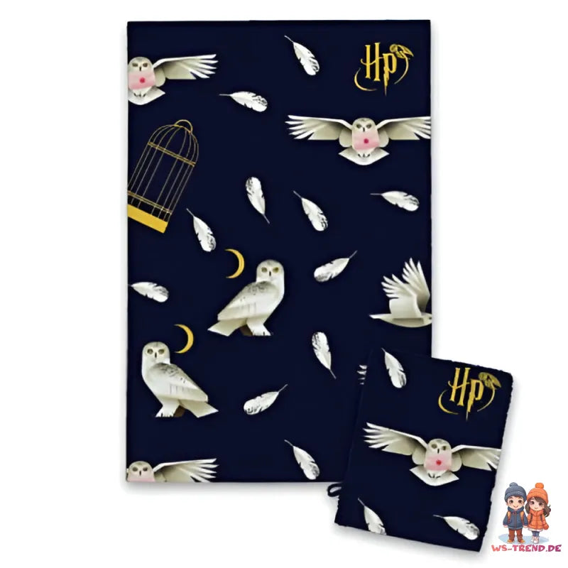 Harry Potter Hogwarts 3 tlg Set Kinder Bademantel Handtuch Handschuh - WS-Trend.de Gr. 98 -128