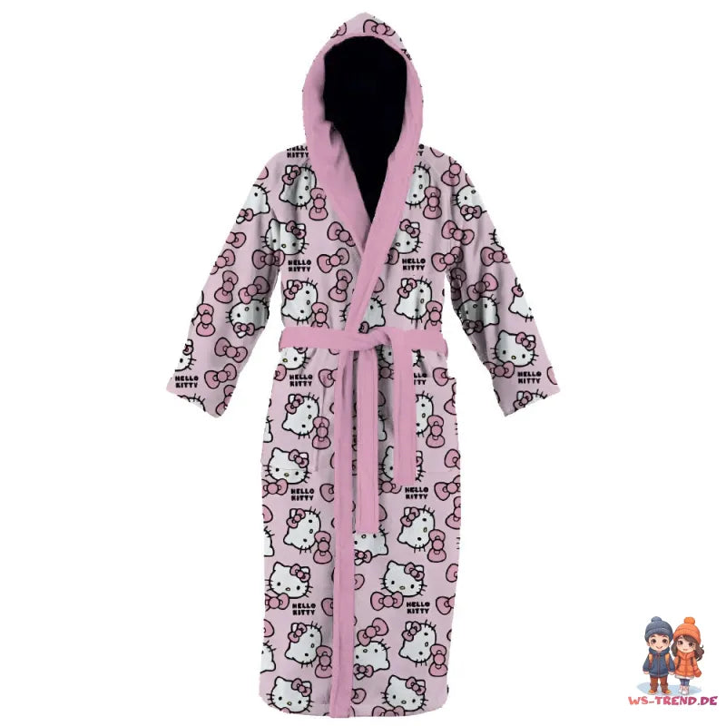 Hallo Kitty Kinder Mädchen 3 tlg. Set Bademantel Handtuch Handschuh - WS-Trend.de Gr. 98 - 128