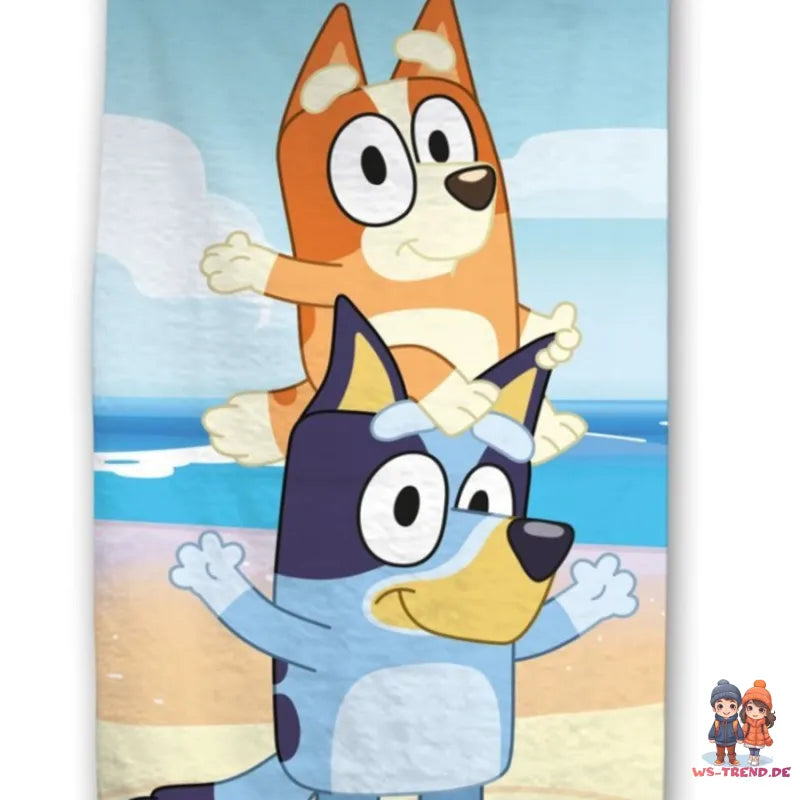 Bluey und Bingo Kinder Mikrofaser Strandtuch Handtuch Badetuch 70 x 140 cm - WS-Trend.de