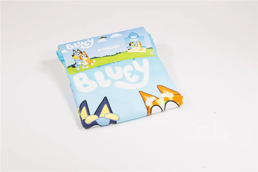 Bluey & Bingo Kinder Badeponcho 55x110 cm – Mikrofaser Poncho-Badetuch mit Kapuze schnelltrocknend leicht Strandponcho/Poolponcho für 100%