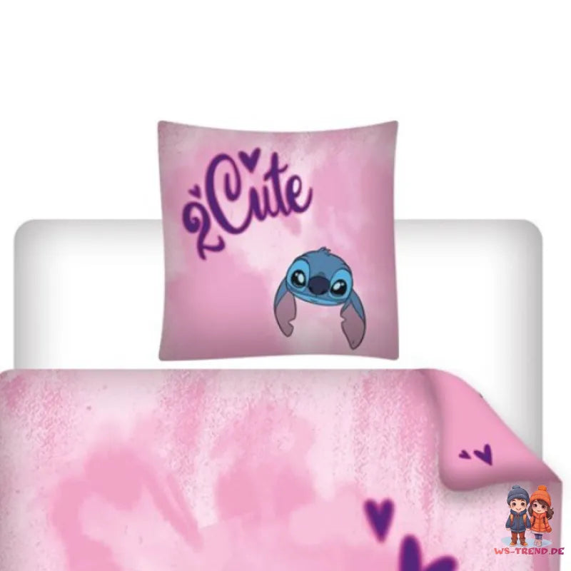 Disney Stitch Kinder Mikrofaser Bettwäsche 2tlg. Set 135-140x200 65x65 cm - WS-Trend.de