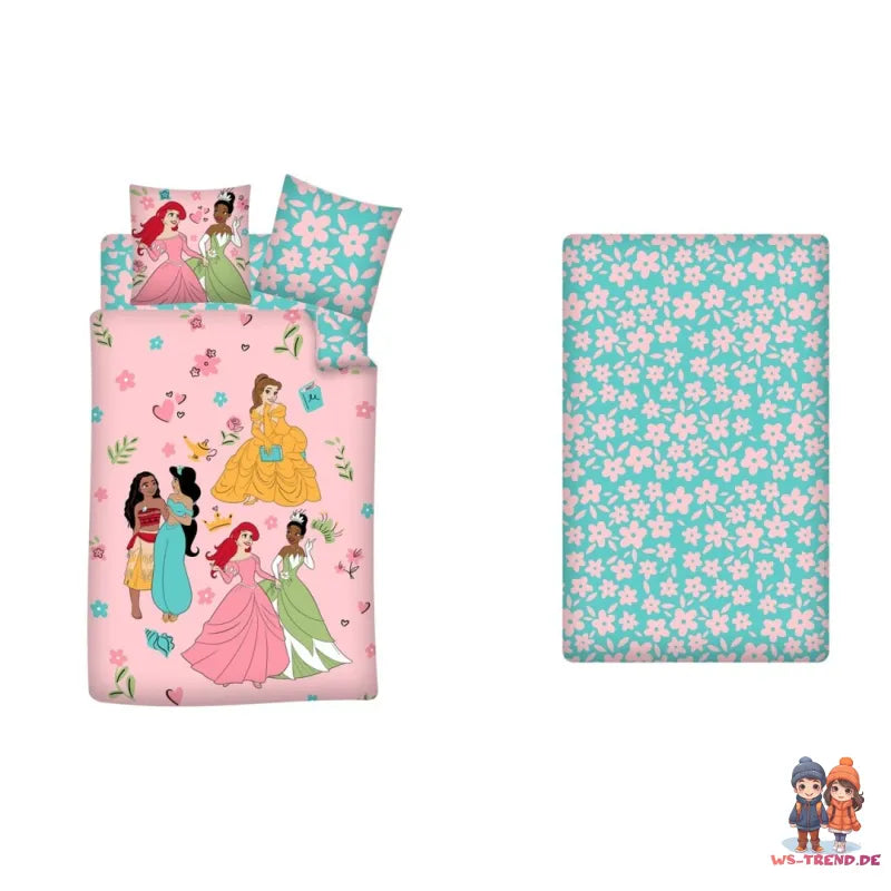 Disney Prinzessinnen Kinder Bettwäsche 2tlg. Set 135x200 80x80 Baumwolle - WS-Trend.de