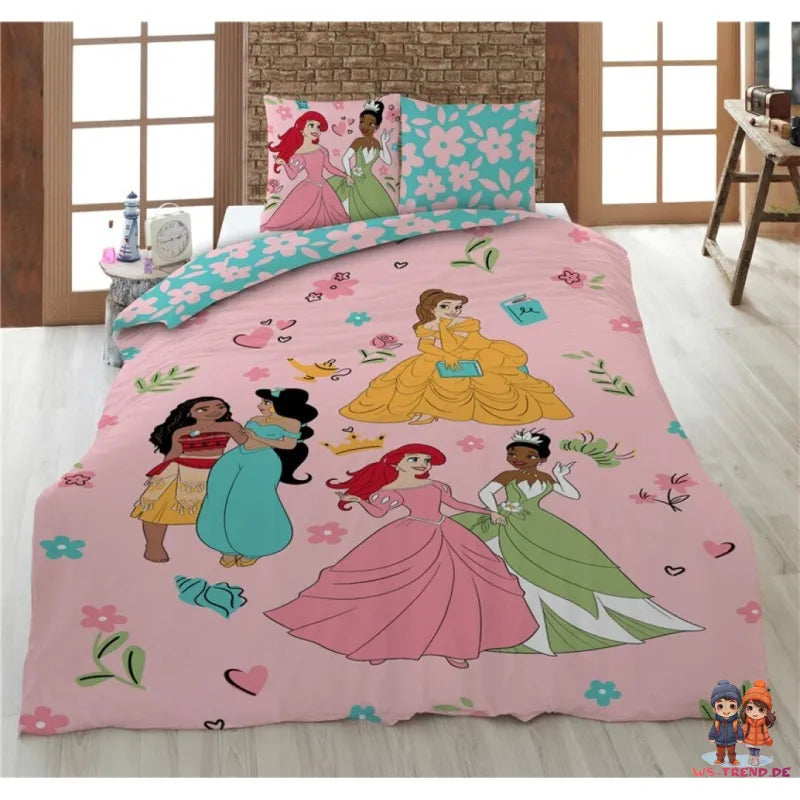 Disney Prinzessinnen Kinder Bettwäsche 2tlg. Set 135x200 80x80 Baumwolle - WS-Trend.de