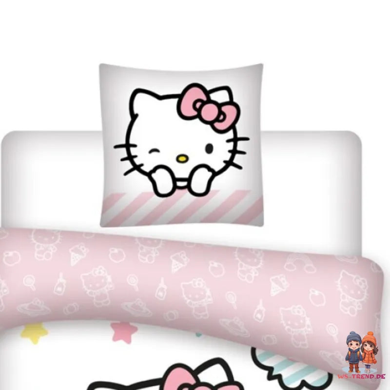 Hello Kitty Mädchen Kinder Bettwäsche 2tlg. Set 135-140x200 65x65 Baumwolle - WS-Trend.de