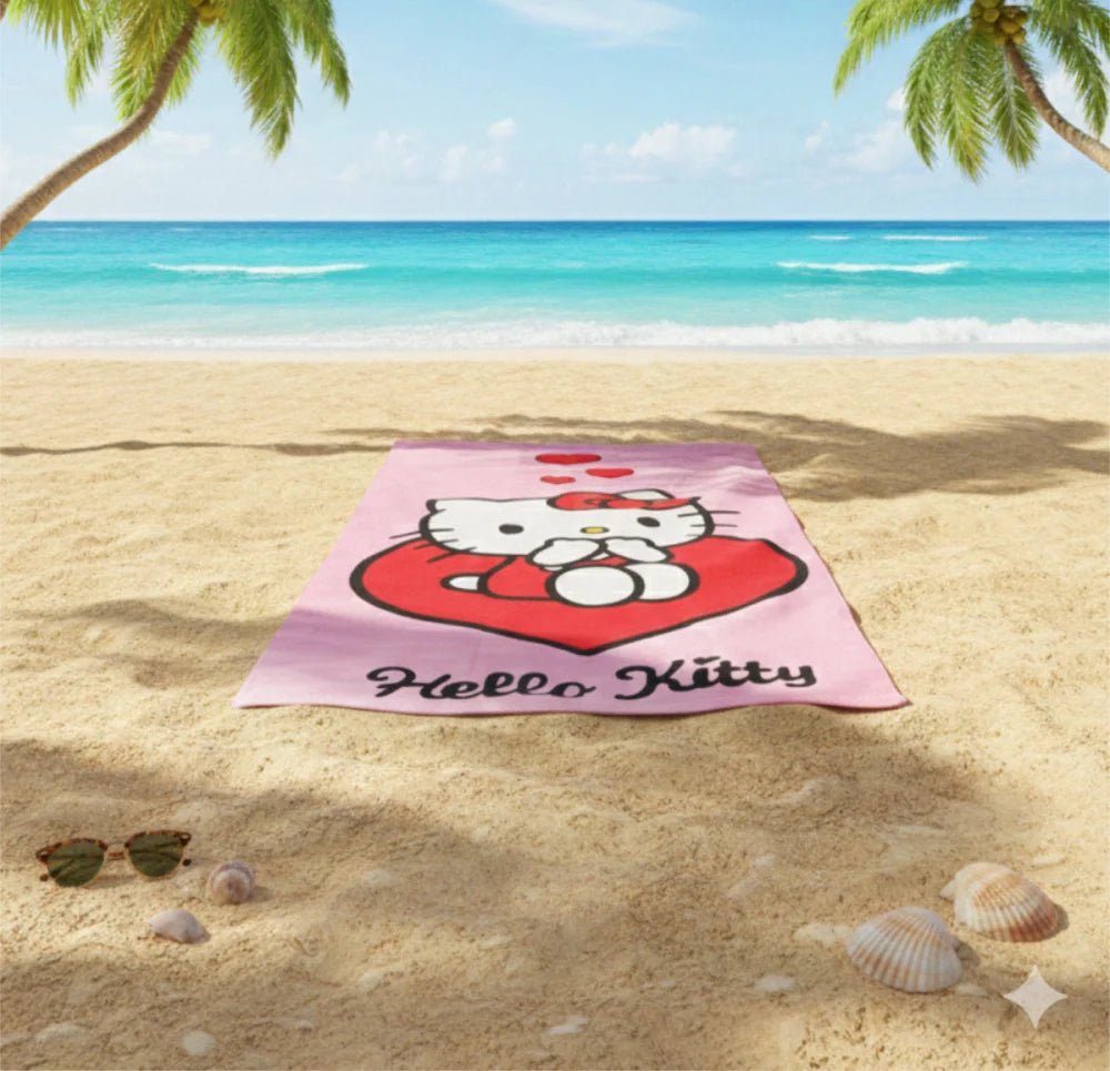 Hello Kitty Kinder Mikrofaser Strandtuch Handtuch Badetuch 70x140 cm - WS-Trend.de