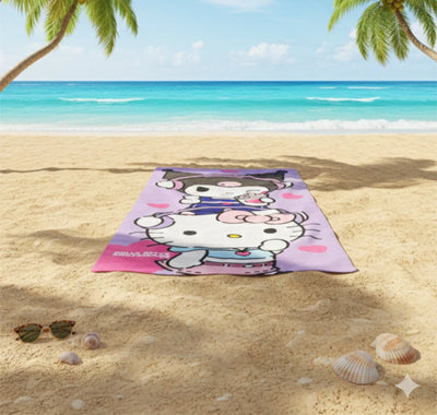 Hello Kitty Kuromi Kinder Mikrofaser Strandtuch Handtuch Badetuch 70x140 cm - Ansicht 2