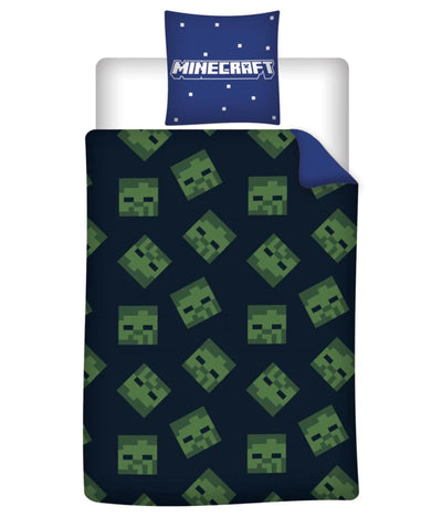 Minecraft Gamer Creeper Kinder Bettwäsche 2tlg. Set 135-140x200 65x65 - Ansicht 2