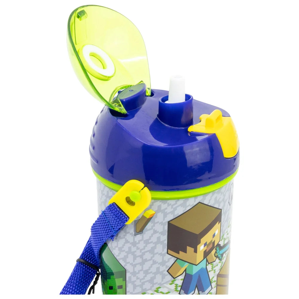Minecraft Creeper Steve Alex Wasserflasche Trinkflasche Flasche Tragegurt 450 ml - WS-Trend.de