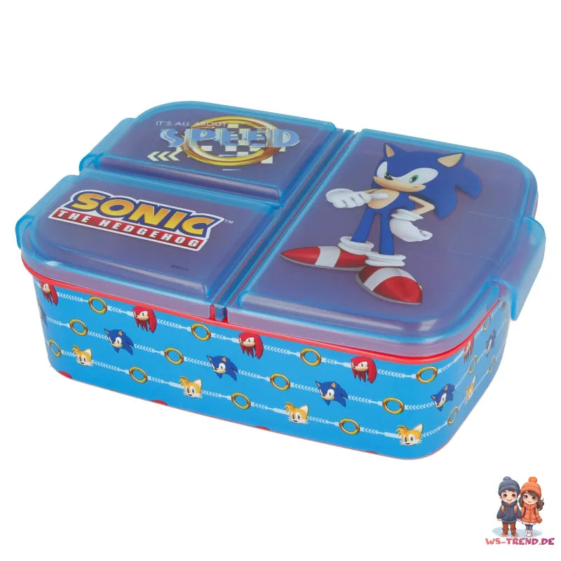 Sonic the Hedgehog 2 teiliges Lunch Set - WS-Trend.de - Brotdose mit 3 Kammern - Trinkflasche