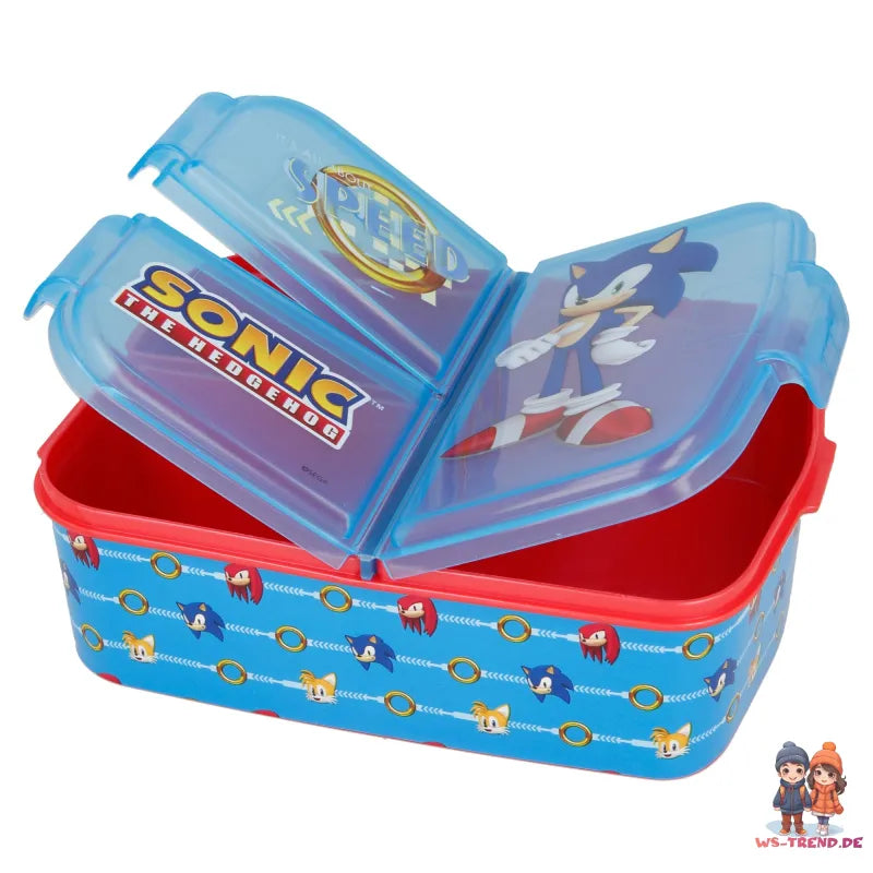 Sonic the Hedgehog 2 teiliges Lunch Set - WS-Trend.de - Brotdose mit 3 Kammern - Trinkflasche