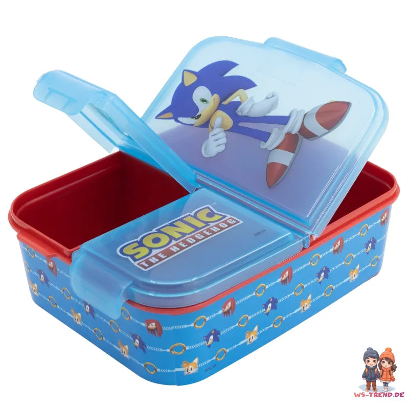 Sonic the Hedgehog 4 teiliges Lunch Set Brotdose 3 Kammern Alu-Trinkflasche - WS-Trend.de