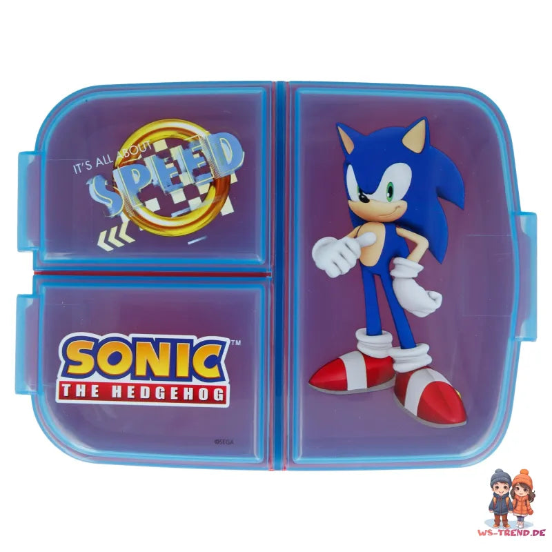 Sonic the Hedgehog 2 tlg. Lunch Set Brotdose mit 3 Kammern XL Alu-Trinkflasche - WS-Trend.de