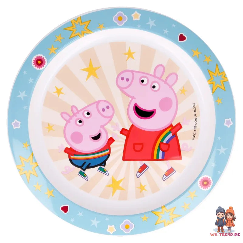 Peppa Wutz Kinder Geschirr-Set 3 teilig Becher Teller Schüssel - Molly George - WS-Trend.de