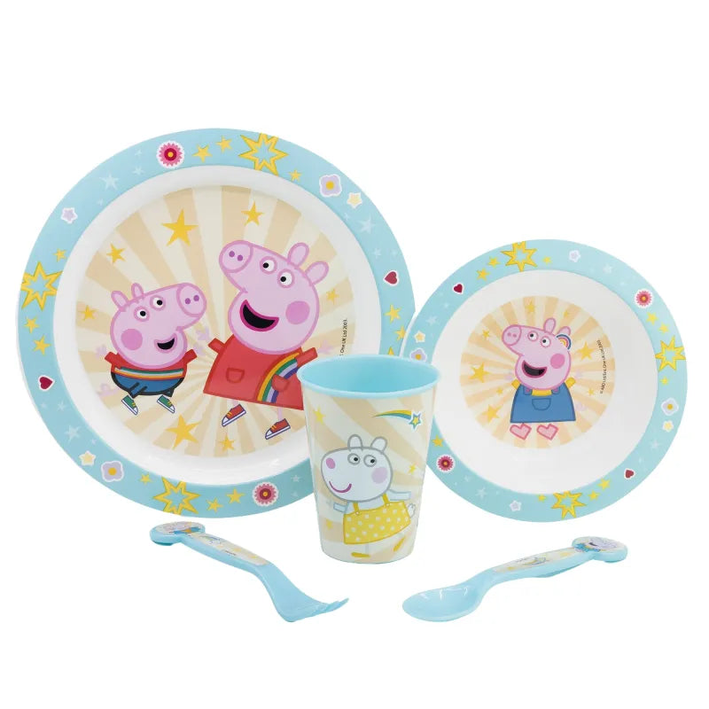 Peppa Wutz Kinder Geschirr-Set 5 teilig Becher Teller Schüssel Besteck - WS-Trend.de