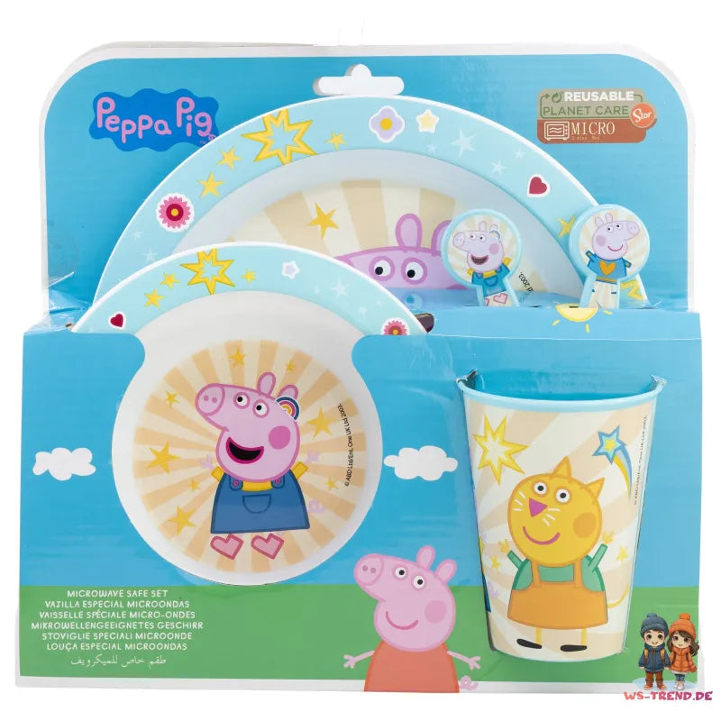 Peppa Wutz Kinder Geschirr-Set 5 teilig Becher Teller Schüssel Besteck - WS-Trend.de