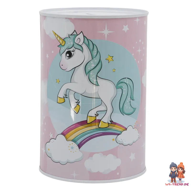 Kleines Einhorn Unicorn Kinder XL Spardose Sparschwein aus Weißblech 1000 ml - WS-Trend.de