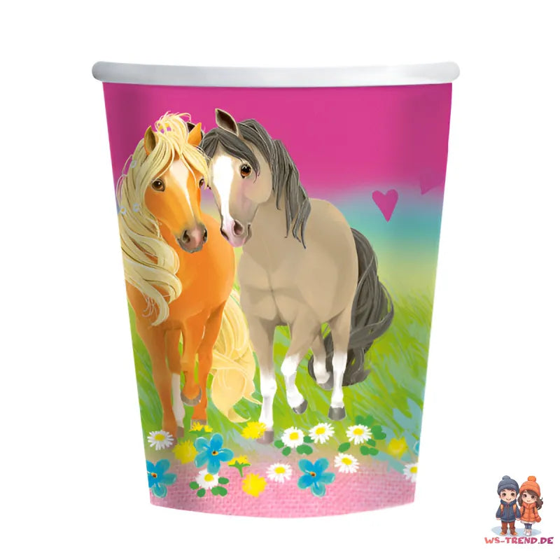 Pferde Mädchen Geburtstag Deko Set 37 tlg. Geschirr Kinder Partyset Tischdecke - WS-Trend.de