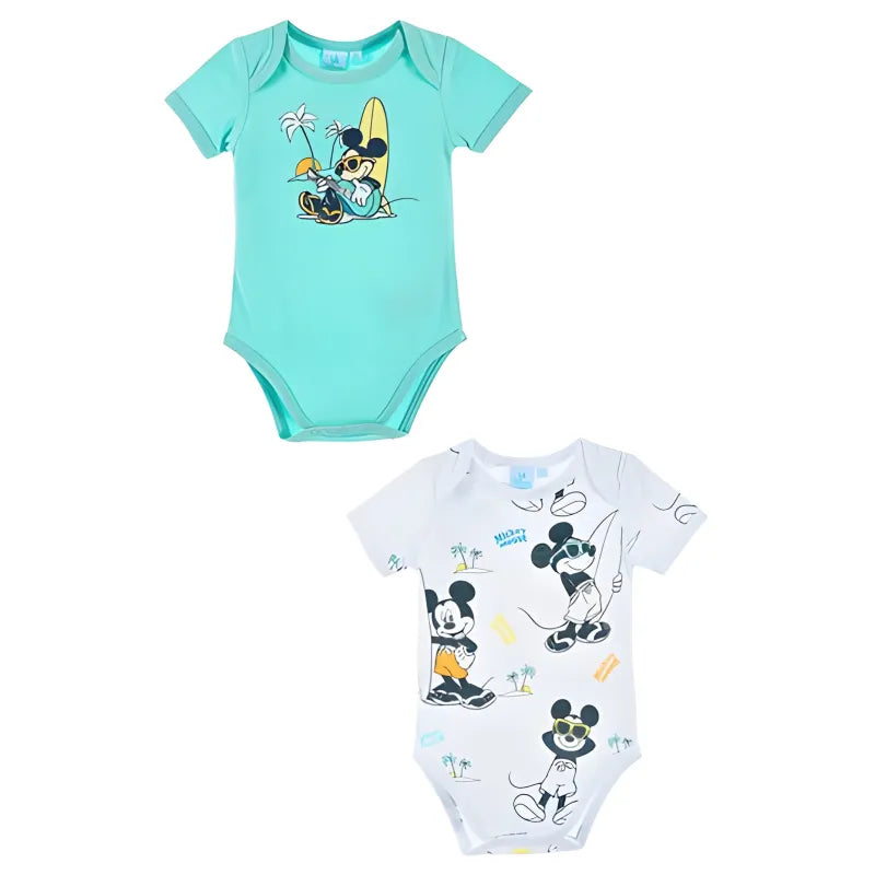 Disney Mickey Maus Baby 2er Set kurzarm Body Strampler - WS-Trend.de Gr. 68 - 86 Baumwolle