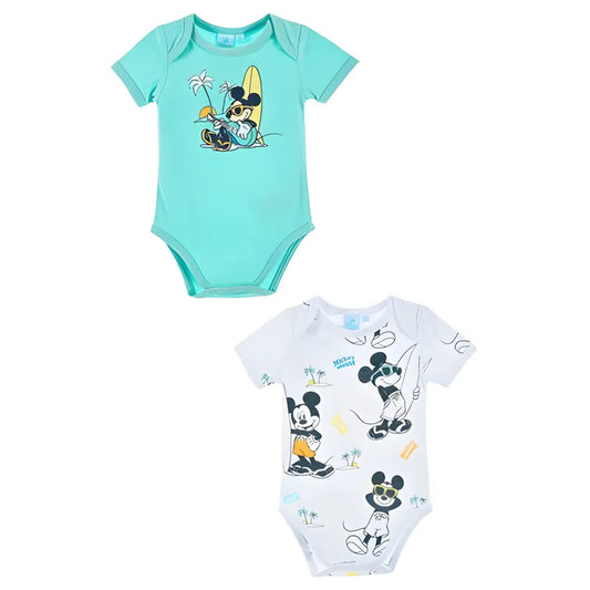 Disney Mickey Maus Baby 2er Set kurzarm Body Strampler - WS-Trend.de Gr. 68 - 86 Baumwolle