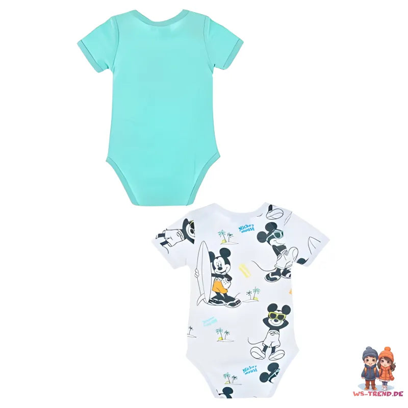 Disney Mickey Maus Baby 2er Set kurzarm Body Strampler - WS-Trend.de Gr. 68 - 86 Baumwolle