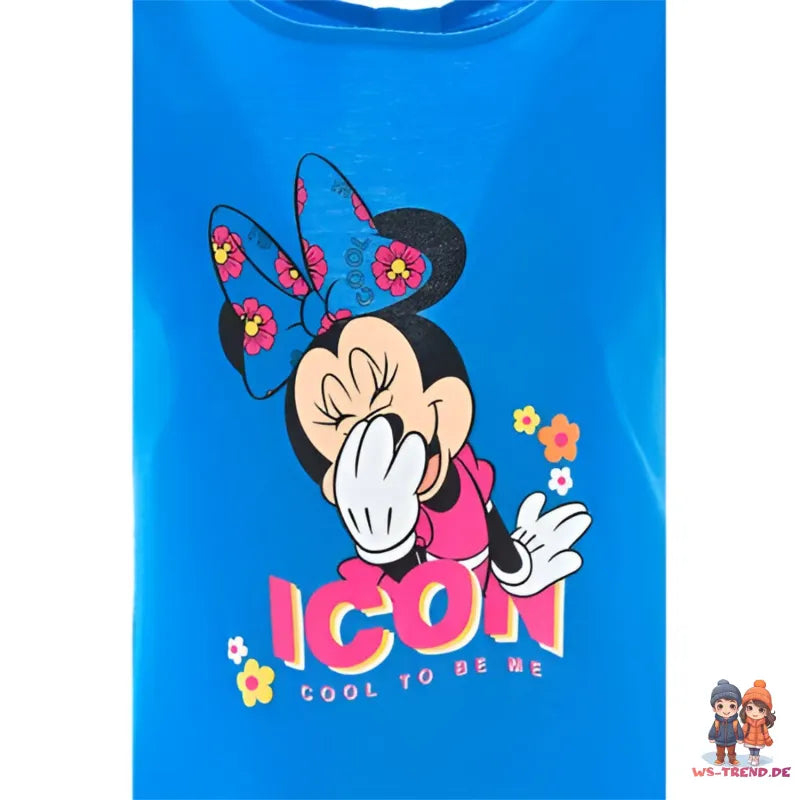 Disney Minnie Maus Kinder Mädchen Kleid Sommerkleid - WS-Trend.de langarm Glitzer Blau Rosa 98 bis 128 Baumwolle