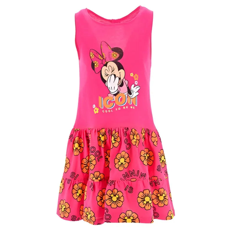 Disney Minnie Maus Kinder Mädchen Kleid Sommerkleid - WS-Trend.de langarm Glitzer Blau Rosa 98 bis 128 Baumwolle