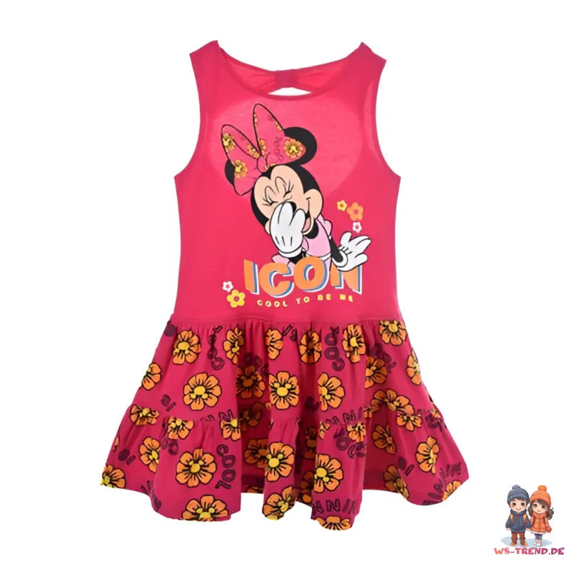 Disney Minnie Maus Kinder Mädchen Kleid Sommerkleid - WS-Trend.de langarm Glitzer Blau Rosa 98 bis 128 Baumwolle