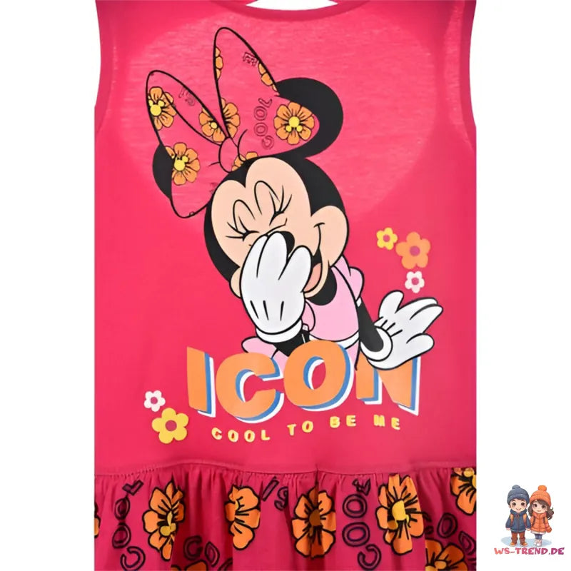 Disney Minnie Maus Kinder Mädchen Kleid Sommerkleid - WS-Trend.de langarm Glitzer Blau Rosa 98 bis 128 Baumwolle
