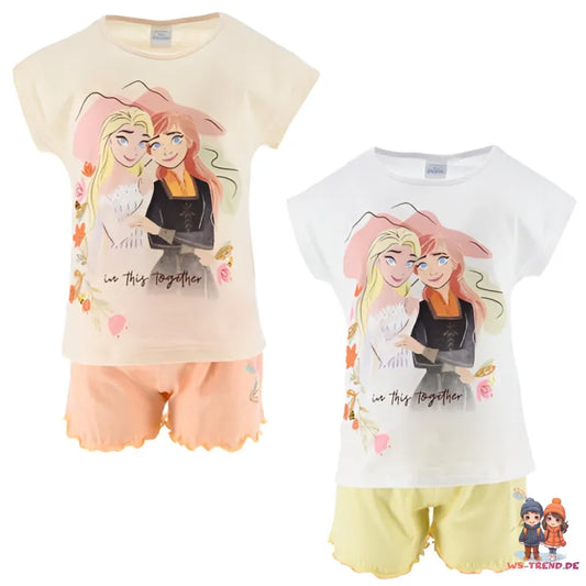 Disney Die Eiskönigin Anna Elsa Kinder Sommerset Shorts plus T-Shirt - WS-Trend.de Baumwolle